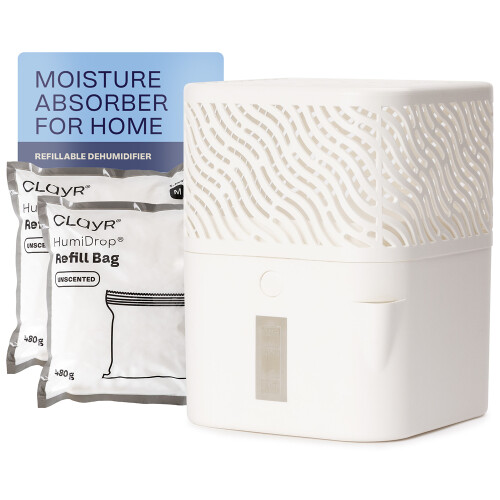 Clayr HumiDrop Refillable Dehumidifier Off White