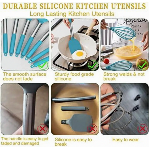 Umiten Chef Kitchen Utensil Set, 15-piece, Silicone, Navy Blue 2