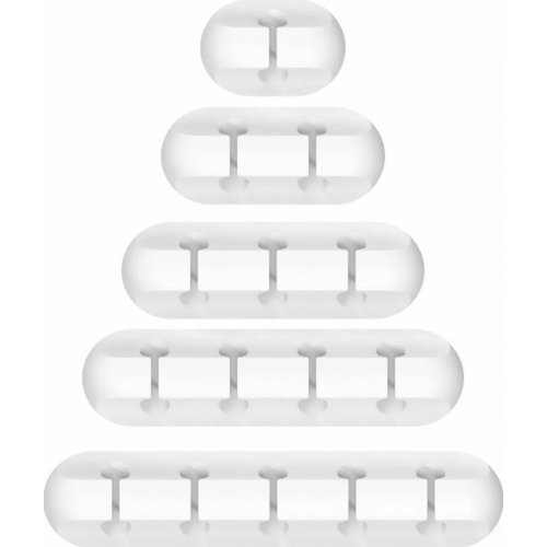 Cable Holder Clips, 5-Pack Cable Organizer Desk, Silicone Adjustable Cable Clips (White)