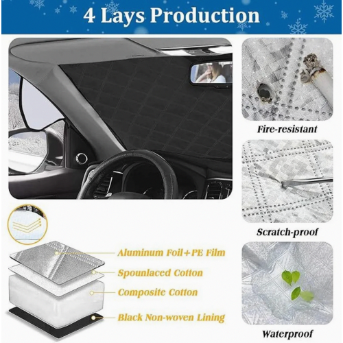Car windshield cover, foldable sunshade, winter windshield cover, effectively protects against radiation and sunlight. 1