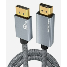 Actieve DisplayPort naar HDMI-kabel 2M - 8K@60Hz 4K@120Hz, directionele DP1.4-bron naar HDMI2.1-scherm, nylon gevlochten, aluminium behuizin