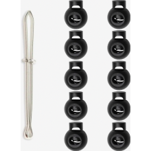 10 pieces 1-hole cord stoppers, for cords up to Ø 5 mm, single-hole plastic cord clamp, black cord stopper, band clamp for jackets and sportswear