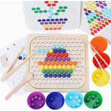 Holz Montessori Spielzeug,Clip Perlen Puzzle Brettspiele, Mathe Lernspielzeug,Kinder Vorschule Farben Sortier Stapelspielzeug für 3 4 5 Jahr