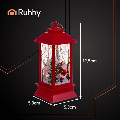 Lanterna de Natal LED vermelha, funciona a pilhas, 12,5 cm