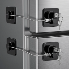2x Kühlschrank Schloss mit Klebstoff (Werkzeuglos), Kindersicherung Schrank mit Schlüsseln für Gefrierschrank & Fenster