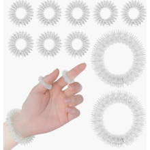 Akupressur Ringe, 10er Set Silber Massageringe für Finger und Handgelenk, Anti Stress Akkupressurringe zur Förderung der Durchblutung und St