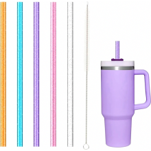 5er-Pack Ersatzstrohhalme für Stanley-Becher mit Griff (40 oz und 30 oz), wiederverwendbare Strohhalme in Glitzeroptik mit Reinigungbürste,
