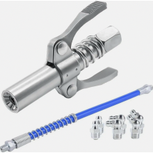 Fettpresse Mundstück, 10000 PSI Doppelgriff G Coupler für Fettpresse mit 30cm Schlauch, Verriegelungszange Fettpresse Kupplung Passend für S