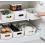 Storage box set, 8 pieces, 30 cm, plastic organizer with handles, white, stackable baskets for bathroom and kitchen 4