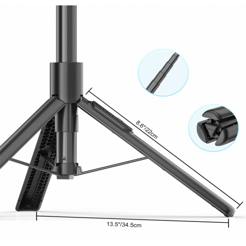 Phone tripod with remote control, selfie stick with high-strength legs 1