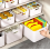 Storage box set, 8 pieces, 30 cm, plastic organizer with handles, white, stackable baskets for bathroom and kitchen 5