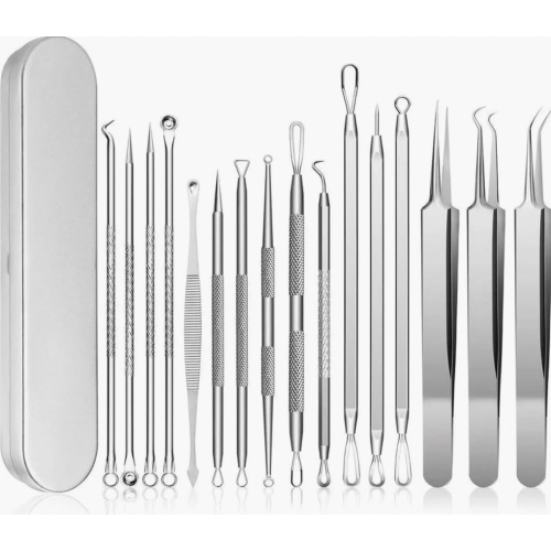 Blackhead remover set, 15-piece, pimple remover set, acne tools