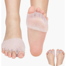 Silicone toe separators, 2 pairs toe separator set with 3-hole hallux valgus toe separators and 5-hole toe correction for big toe and claw toe.