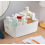 Storage box set, 8 pieces, 30 cm, plastic organizer with handles, white, stackable baskets for bathroom and kitchen 3