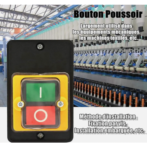 Pushbutton switch, AC220V>380V 10A single-phase>three-phase waterproof power control pushbutton switch, On/Off control button 1