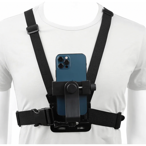 Supporto per telefono con cinturino pettorale, clip per telefono, action camera, POV per Samsung iPhone Plus ecc.