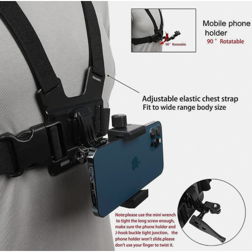 Supporto per telefono con cinturino pettorale, clip per telefono, action camera, POV per Samsung iPhone Plus ecc. 1