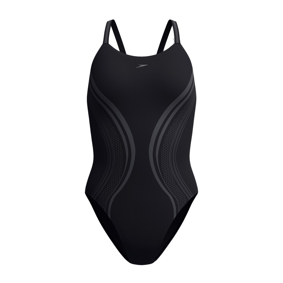 Speedo (10 Uk, Black) Womens/Ladies Active Printed One Piece Swimsuit