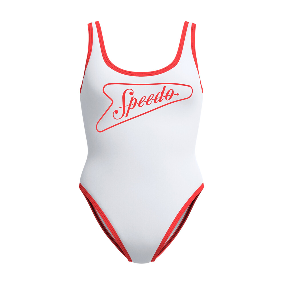 Speedo (S, White) Womens/Ladies Scoop Neck One Piece Swimsuit