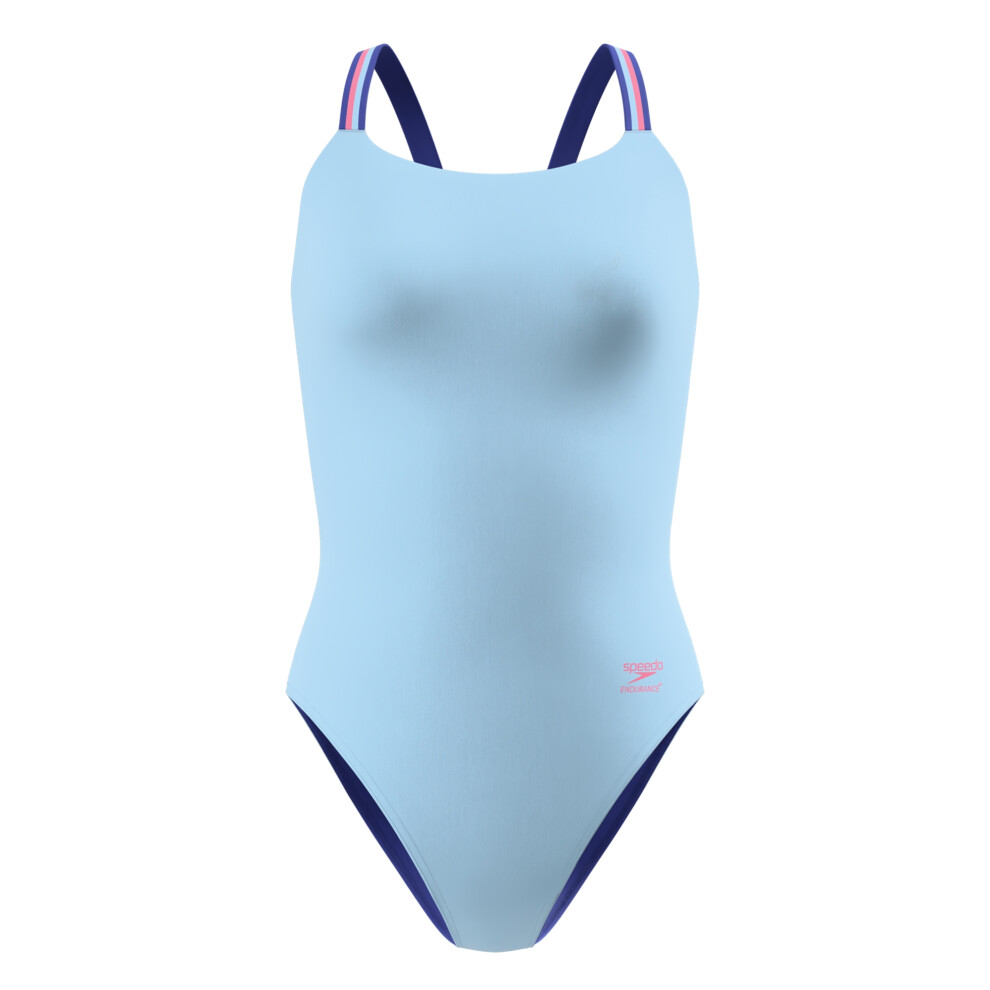 Speedo (2 Uk, Blue) Womens/Ladies Solid V-Cut Comfort One Piece Swimsuit