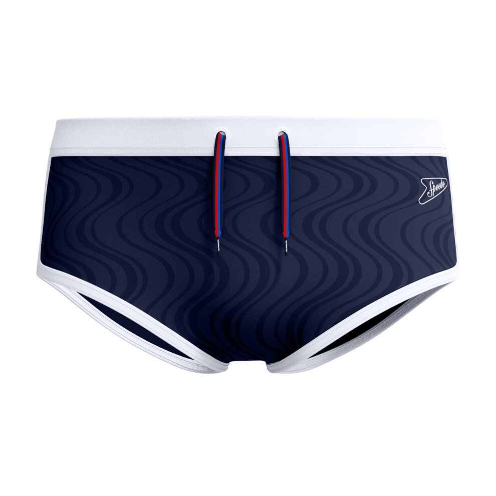 Speedo (L, Navy) Mens Swirl Textured Swim Briefs