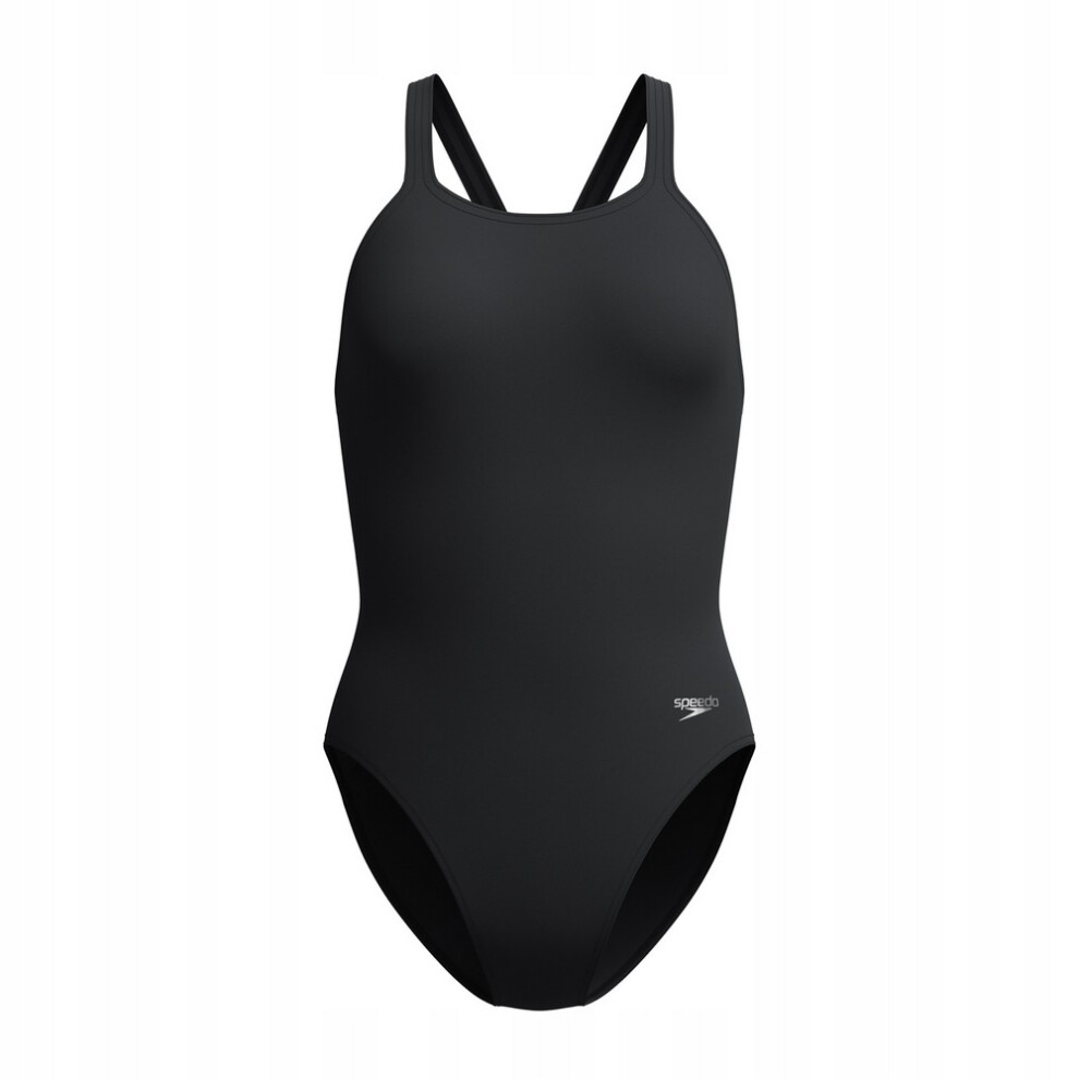 Speedo (38 Uk, Black) Womens/Ladies Solid Endurasoft Leaderback One Piece Swimsuit