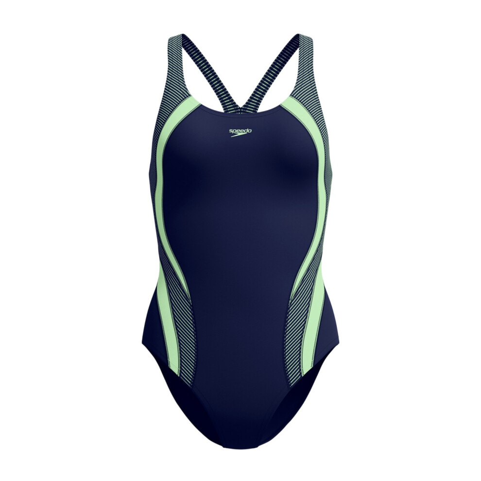 Speedo (10 Uk, Navy) Womens/Ladies Quantum Splice Ribbed One Piece Swimsuit