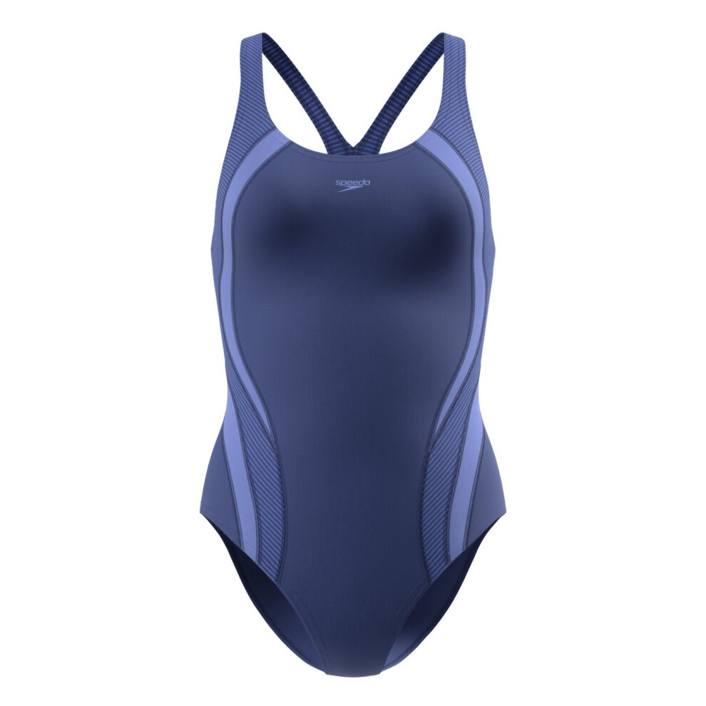 Speedo (24 Uk, Blue) Womens/Ladies Quantum Splice Ribbed One Piece Swimsuit
