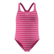 (12 Years, Pink) Speedo Girls Medalist Striped One Piece Swimsuit