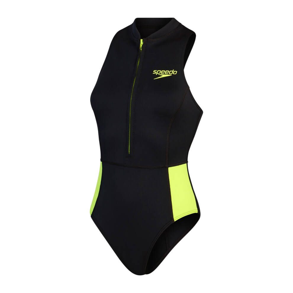 Speedo (8 Uk, Black/Yellow) Womens/Ladies Colour Block Thermal Sleeveless One Piece Swimsuit