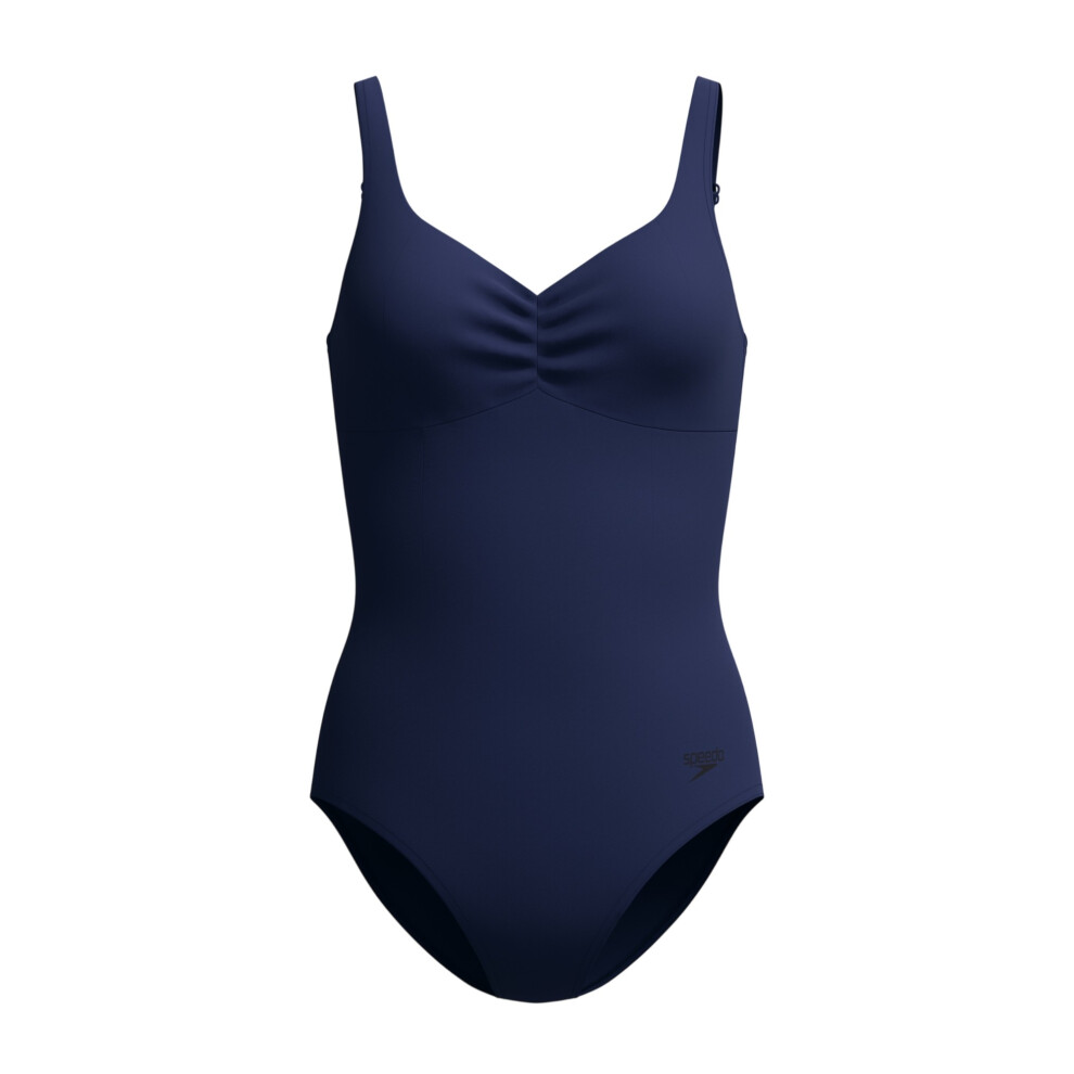 Speedo (18 Uk, Navy) Womens/Ladies Aquanite Solid Ruched One Piece Swimsuit