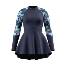 (14 UK, Navy) Speedo Womens/Ladies Modern Patterned Long-Sleeved Swim Dress
