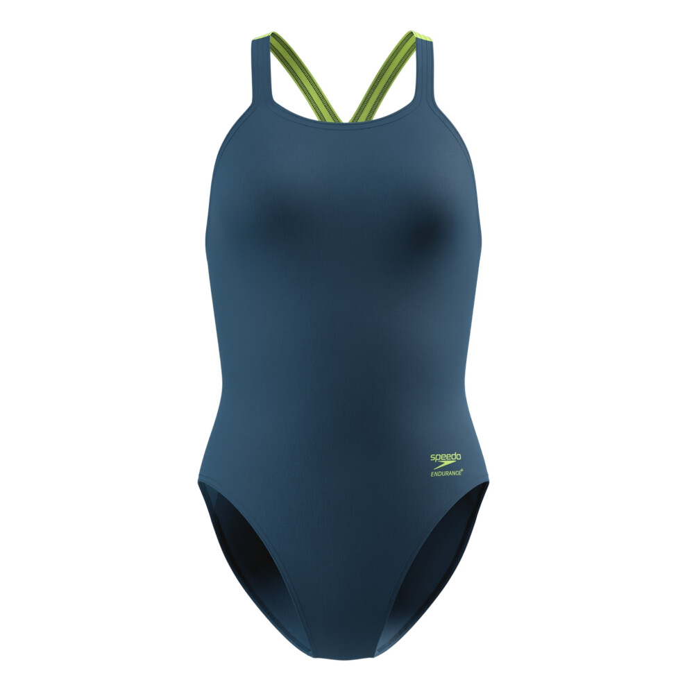 Speedo (S, Navy) Womens/Ladies Solid Powerback One Piece Swimsuit