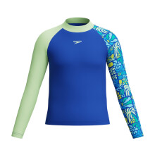 (7-8 Years, Blue/Green) Speedo Childrens/Kids Printed Long-Sleeved Rash Guard