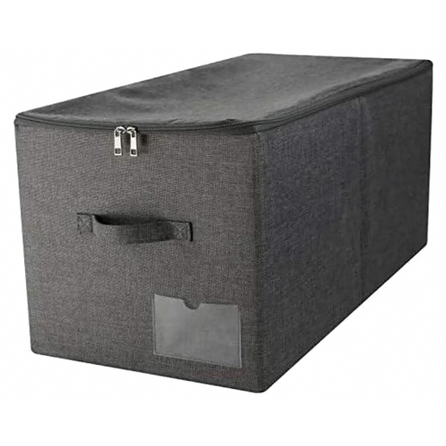 Contenitore extra large da 60 litri per coperte/piumoni con coperchio, nero/grigio