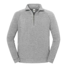 (L, Athletic Heather) Fruit of the Loom Mens Iconic Premium Heather Zip Neck Sweatshirt