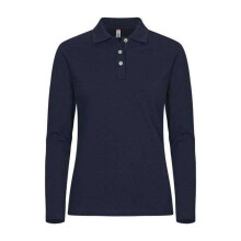 (S, Dark Navy) Clique Womens/Ladies Premium Stretch Long-Sleeved Polo Shirt