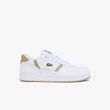 (10 UK, White/Brown) Lacoste Mens T-Clip Leather Flat Trainers