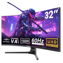 Gawfolk 32 Inch 4K Curved Gaming Monitor, 1500R VA Panel UHD 3840x2160 60HZ PC Monitor with Built-in Speakers, RGB Light, FreeSync & G-Sync, HDMI 2.0
