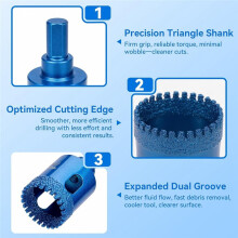 Carbide Hole Saw Kit 6-50mm, Premium Tile Drill Bit Set for Ceramic, Porcelain, Glass & Marble