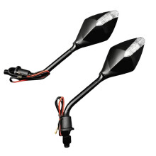 1Pair Universal 10MM Motorcycle Rearview Mirrors LED Turn Signals Mirrors Scooter Indicator Motorcycle Side Mirror Black