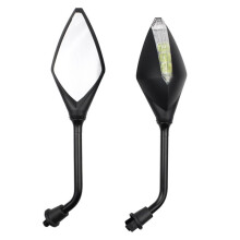 1 Par Universella 10 mm Motorcykelbackspeglar LED-Blinkersspeglar Skoterindikator Motorcykel Sidospegel Svart