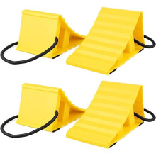 Lot de 4 Cales de Roue Antidérapantes pour Caravanes, avec Corde, Retrait Facile, Légères et en Plastique Rigide