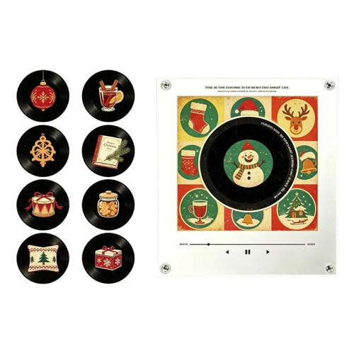 Automatic Singing Magnetic Fridge Magnet Rotary Disc Night Light NFC Induction Christmas Refrigerator Magnetic Disc