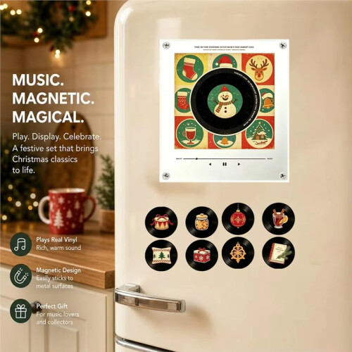 Automatic Singing Magnetic Fridge Magnet Rotary Disc Night Light NFC Induction Christmas Refrigerator Magnetic Disc 1