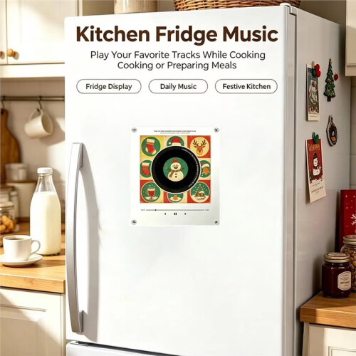 Automatic Singing Magnetic Fridge Magnet Rotary Disc Night Light NFC Induction Christmas Refrigerator Magnetic Disc 2