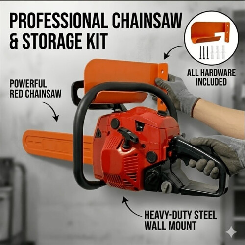 1set Wall-Mounted Chainsaw Holder - Garage Storage, Space-Saving Organizer for Garden Powers Tool Orange 2