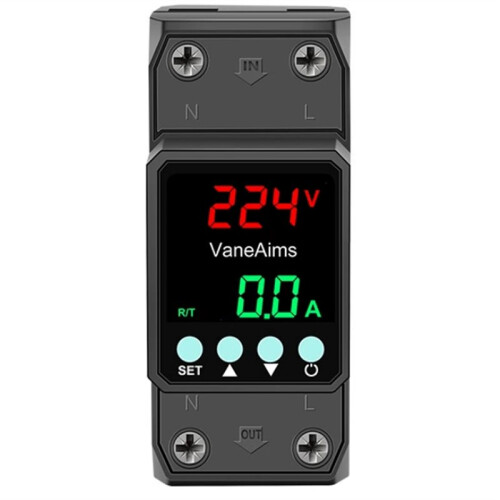 Din Rail Adjustable over/Under Voltage Protection Device 63A 220V V/A/KWH/Hz/Power 5in1 Voltage Protector Relay B