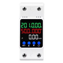 Din Rail Adjustable over/Under Voltage Protection Device 63A 220V V/A/KWH/Hz/Power 5in1 Voltage Protector Relay A