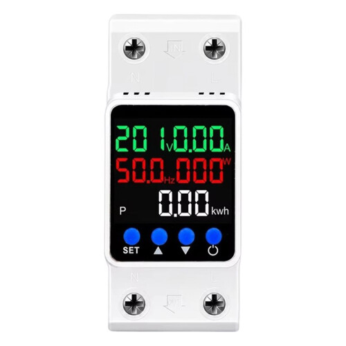 Din Rail Adjustable over/Under Voltage Protection Device 63A 220V V/A/KWH/Hz/Power 5in1 Voltage Protector Relay A